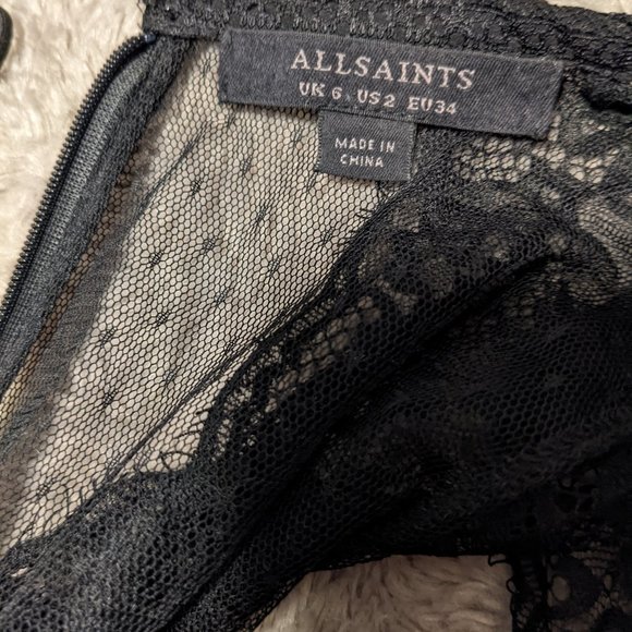 All Saints Black Floral Silk Millen Dress - Picture 4 of 10